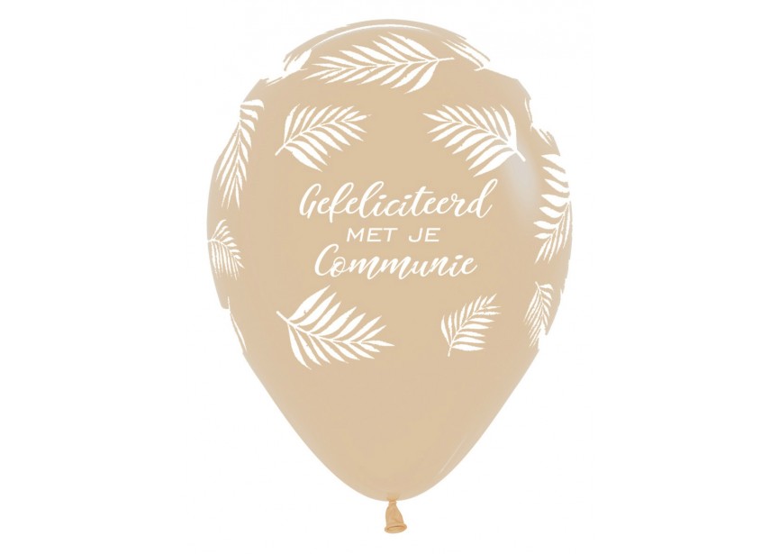 Bedrukte ballon: Gefeliciteerd met je communie white sand palms