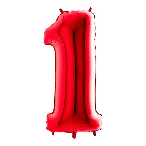 Cijfer 1 rood 35 cm