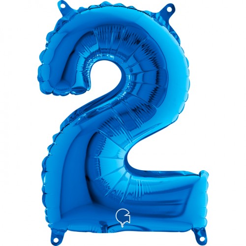 Cijfer 2 blauw 35 cm