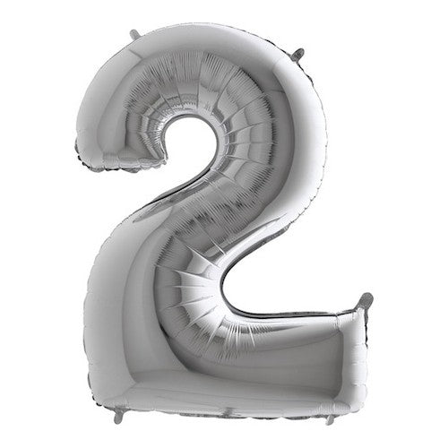 Cijfer 2 zilver 35 cm