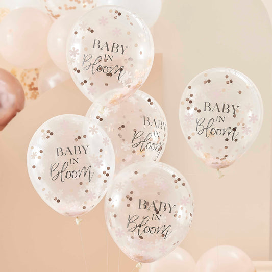 Rose gouden babyshower confetti ballonnen