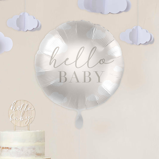 Folieballon hello baby wolkjes