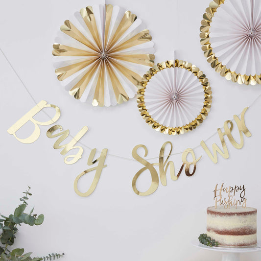 Gouden babyshower tekstslinger