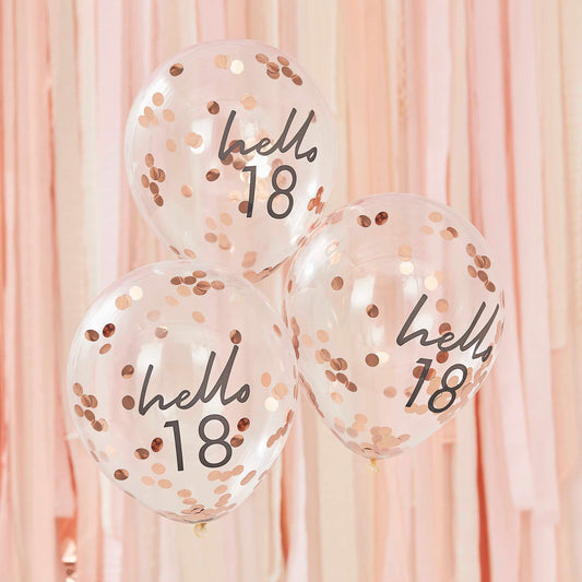 Hello 18 rosé gouden confetti ballonnen