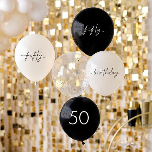50 jaar ballonnen set, nude/zwart