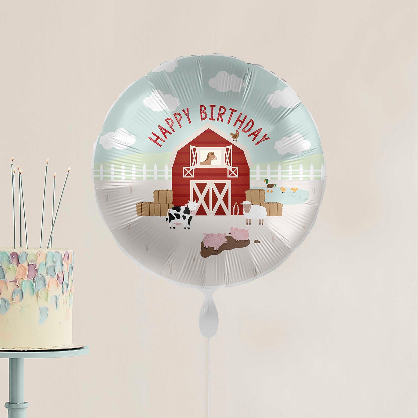 Boerderij feestje happy birthday ballon