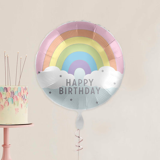 Happy birthday pastel regenboog folieballon