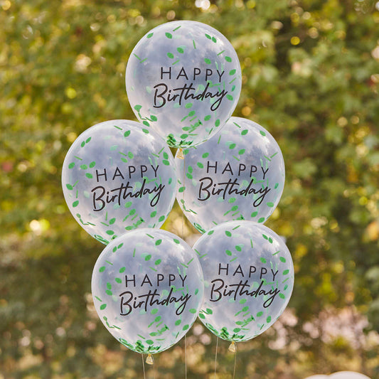 Happy birthday blad confetti ballonnen