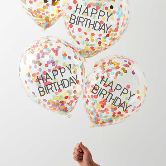 Happy birthday regenboog confetti ballonnen
