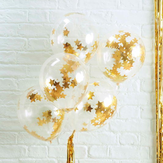 Gouden grote sterren confetti ballonnen