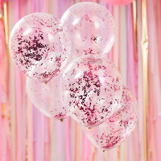 Roze confetti ballon