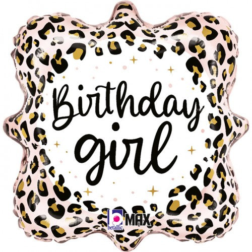 Folieballon birthday girl, luipaard