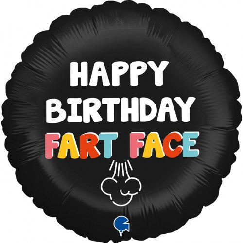 Folieballon happy birthday fart face