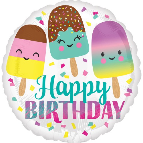 Folieballon happy birthday ijsjes
