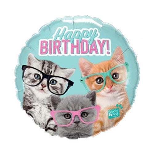 Folieballon happy birthday kittens
