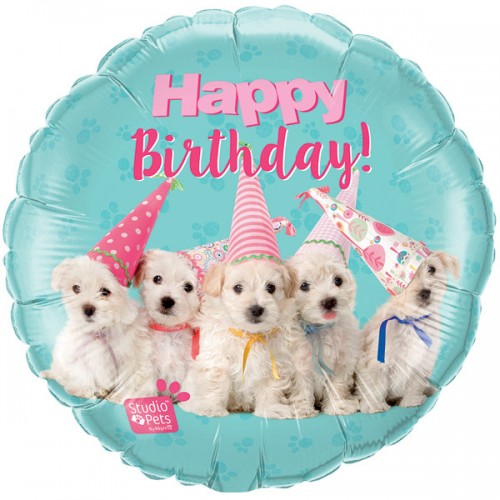 Folieballon happy birthday puppies