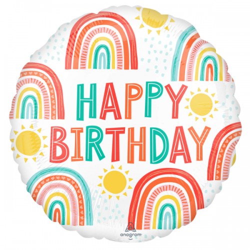 Folieballon happy birthday regenboog