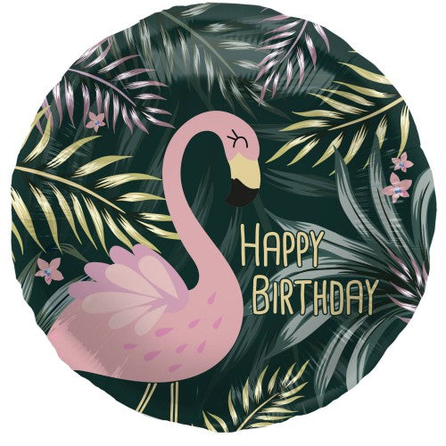 Folieballon happy birthday flamingo