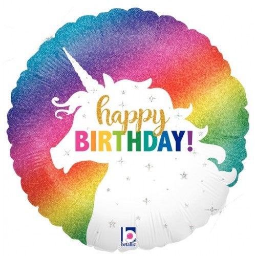 Folieballon happy birthday glittering unicorn