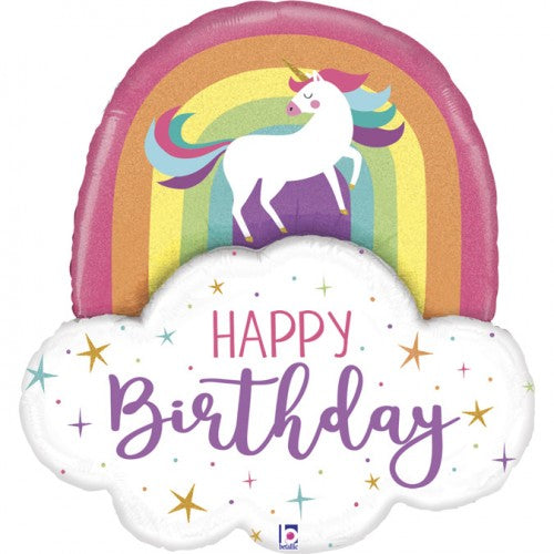 Folieballon happy birthday unicorn rainbow