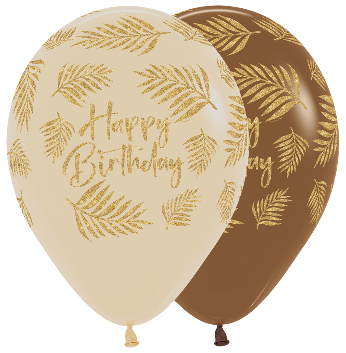 Bedrukte ballon: happy birthday, palmen glitter