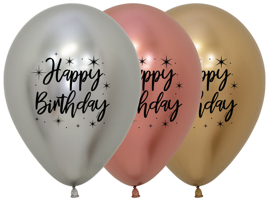 Bedrukte chrome ballonnen: happy birthday