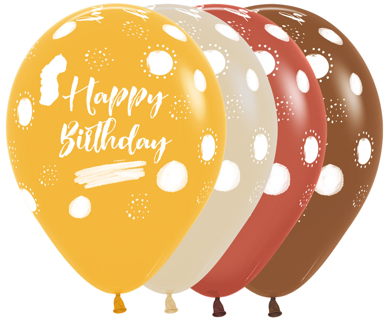 Bedrukte ballon: happy birthday naturel terracotta