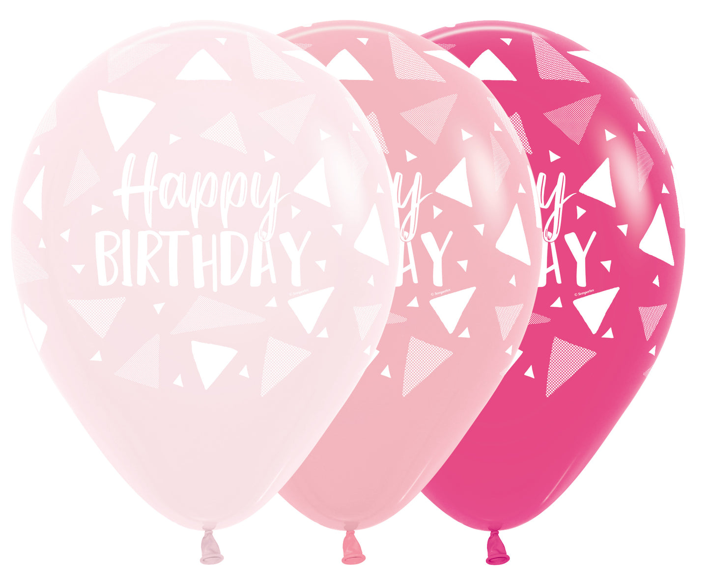 Bedrukte ballon: happy birthday roze mix