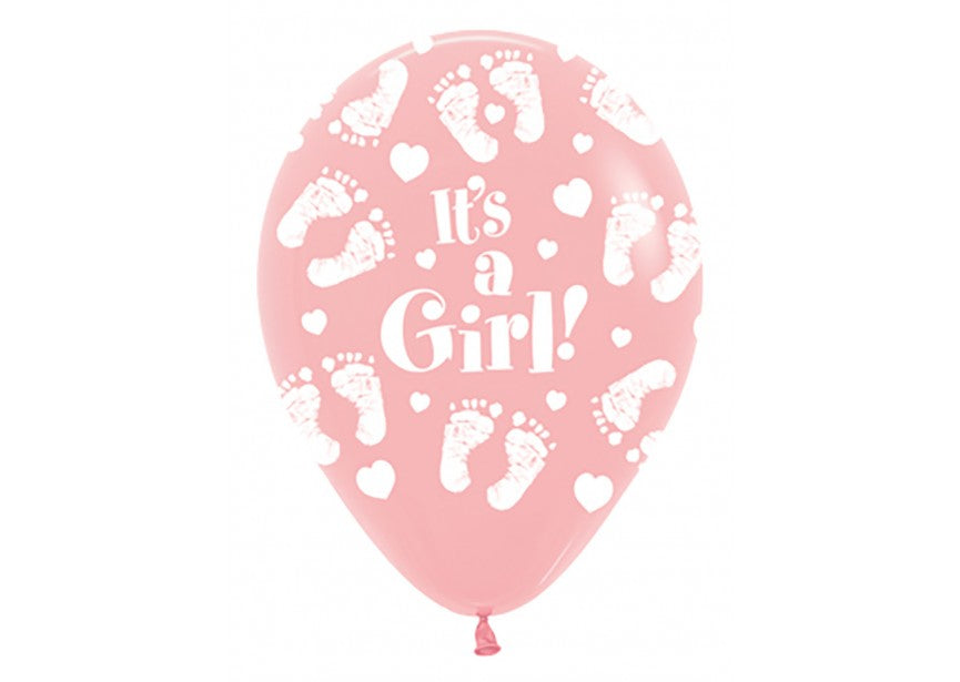 Bedrukte ballon: It's a girl! babyvoetjes