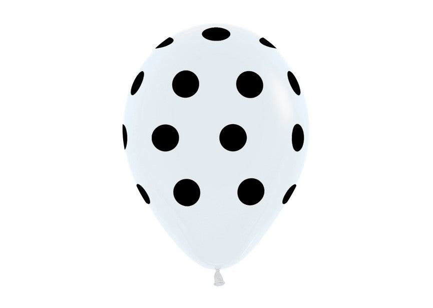 Bedrukte ballon: wit met zwarte dots
