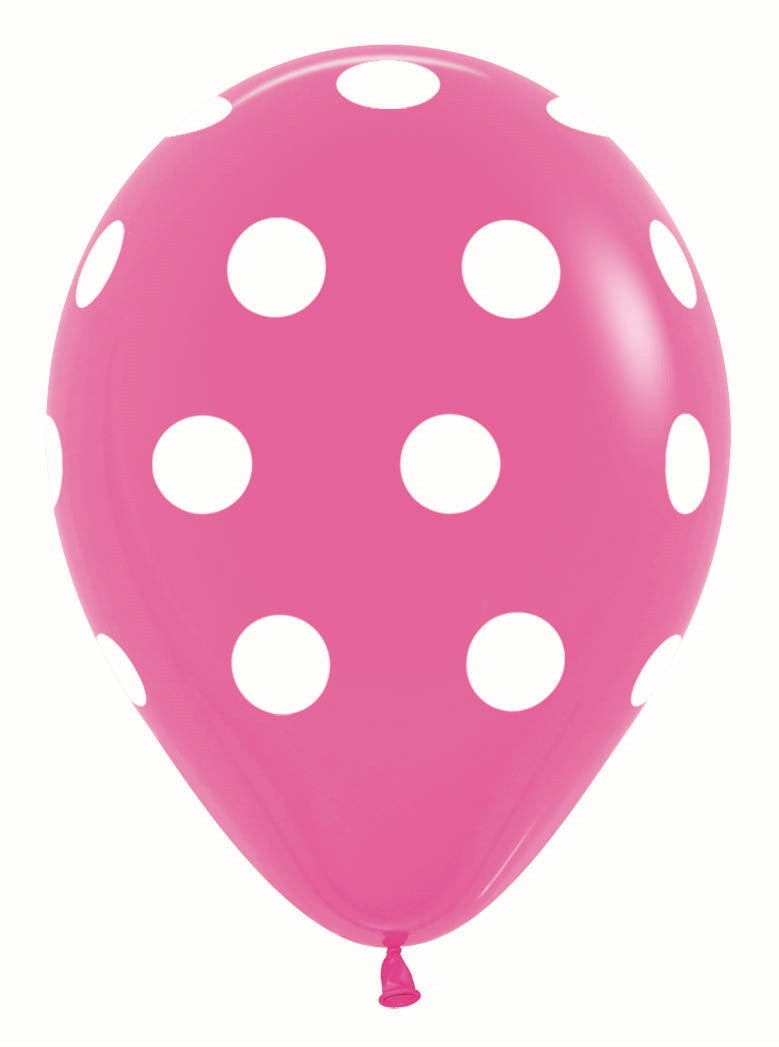 Bedrukte ballon: fuchsia met witte dots