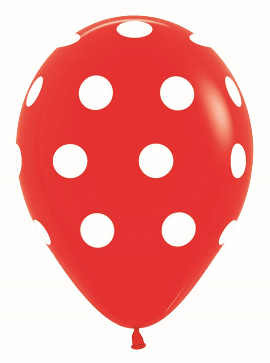 Bedrukte ballon: rood met witte dots
