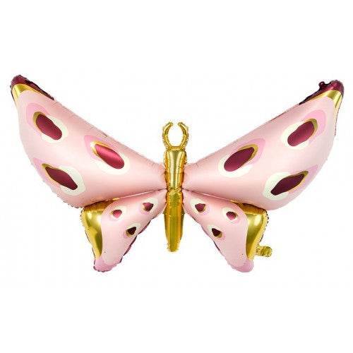 Folieballon vlinder goud roze