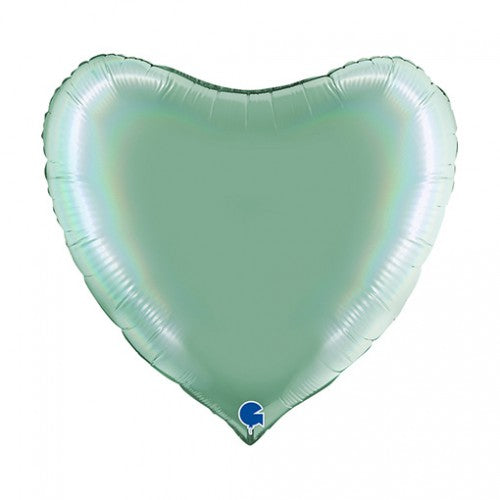 Folieballon hart platina groen