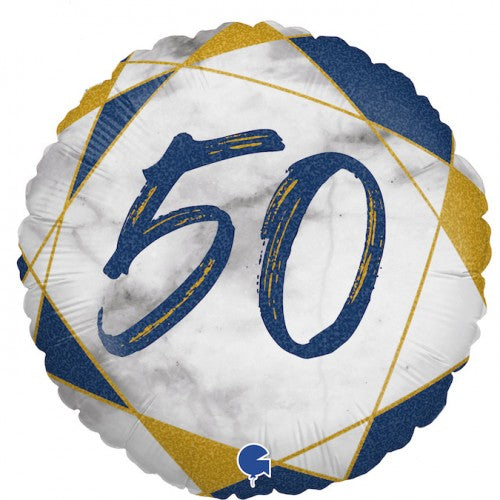 Folieballon 50 marmer blauw