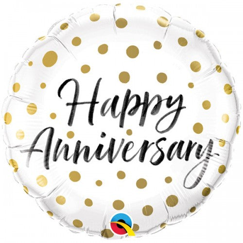 Folieballon happy anniversary dots