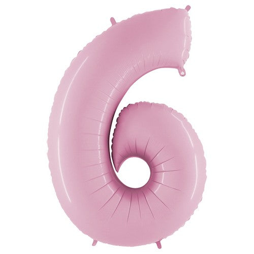 Cijfer 6 pastel roze 100 cm