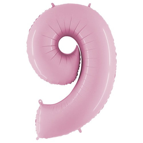 Cijfer 9 pastel roze 100 cm